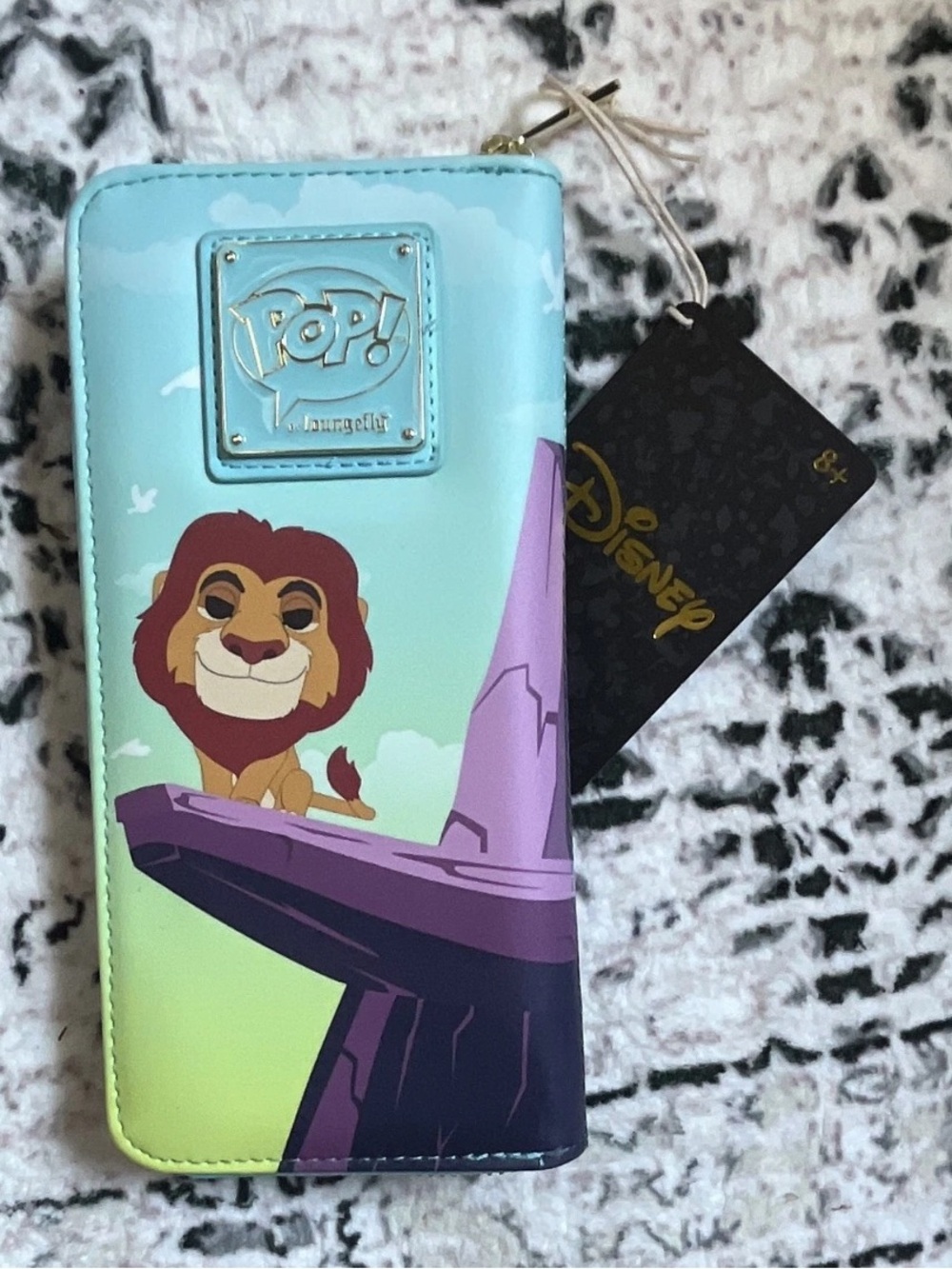 Loungefly Lion King Pop! Clutch in Light Blue, Purple, Green